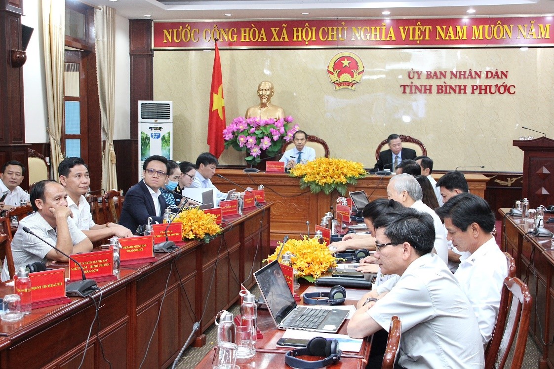 Các đại biểu dự hội nghị tại đầu cầu tỉnh Bình Phước.